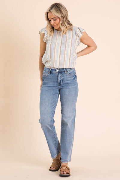 Judy Blue Mid-Rise Tummy Control Straight Jeans
