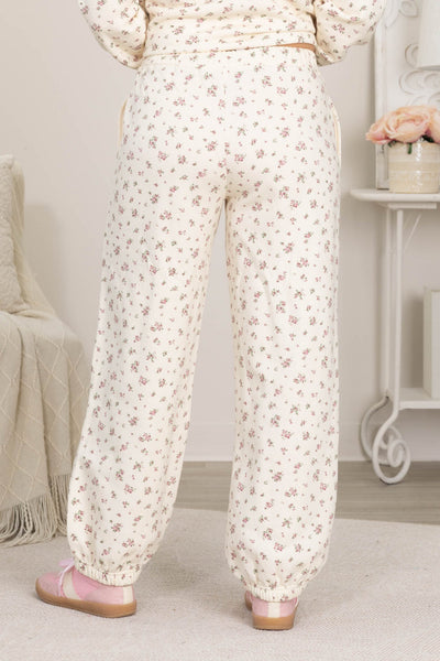 Cream Floral Joggers