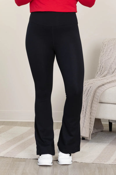 Black Flared Fleece Leggings