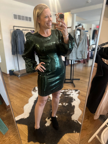 Time To Party Sequin Mini Dress in Emerald
