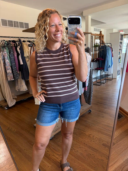 Chocolate Striped Sweater Tank