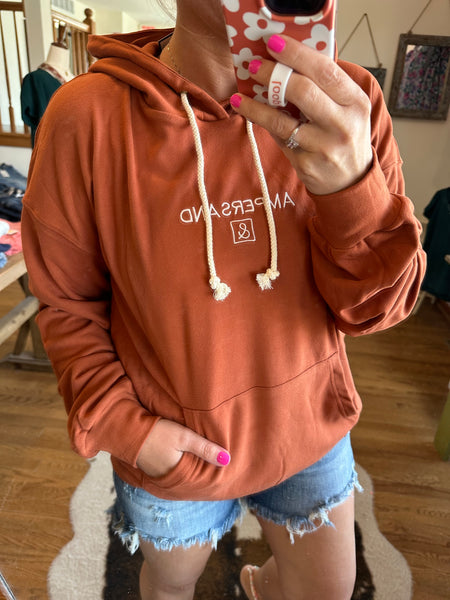 Ampersand Avenue Performance Fleece University Hoodie in Burnt Orange