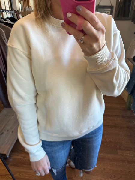 Pearled Ivory Classic Fit Fleece Sweatshirt