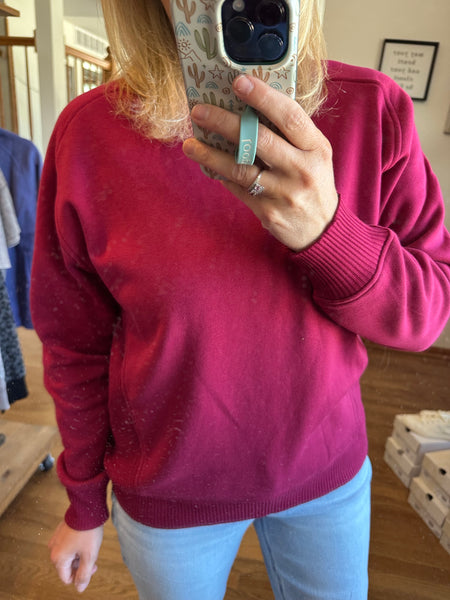 Cabernet Fleece Ribbed Side Sweatshirt