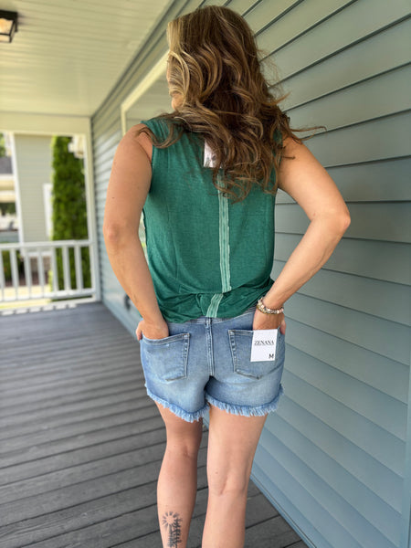 Acid Wash Tank Top in Hunter Green