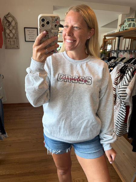 Embroidered Cross Crusaders Graphic Sweatshirt
