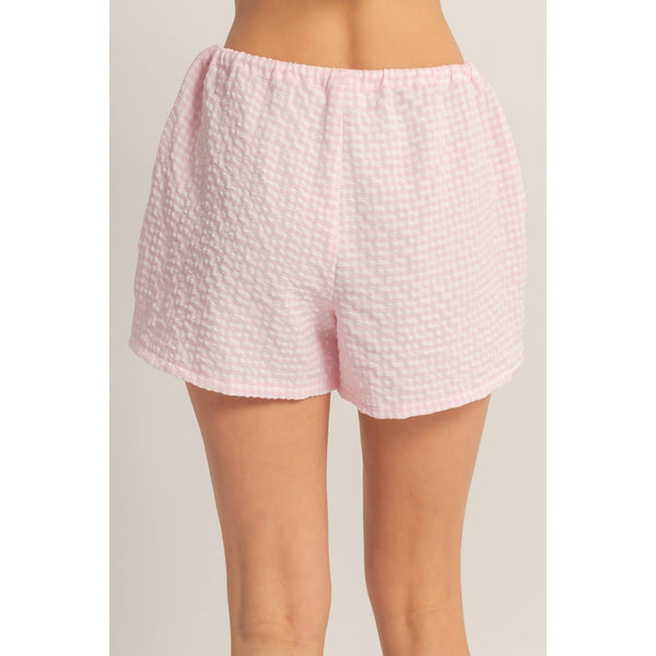 Pink Gingham Relaxed Fit Shorts