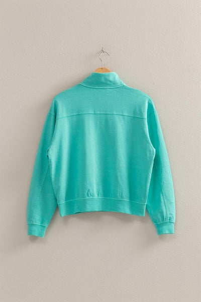 Turquoise Half Zip Sweatshirt