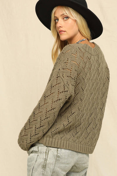 Olive Diamond Cut Sweater