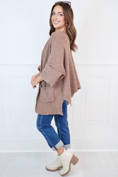 Mocha Oversized Chenille Cardigan