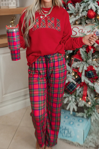 Red Plaid Mama Pajama Set