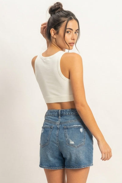 Marshmallow Cropped Tank Top