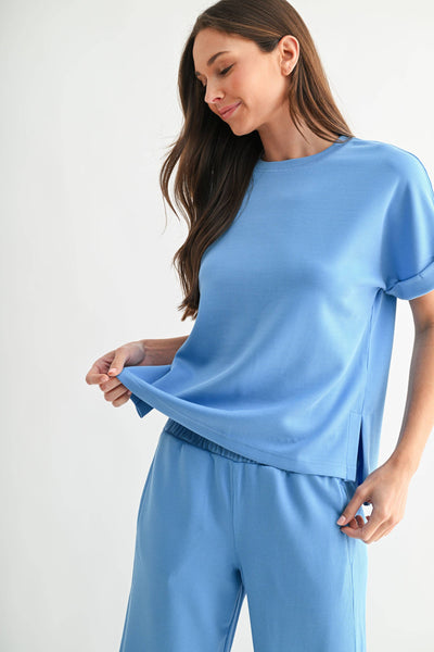 Denim Drift Luxe Sand Wash Rib Lounge Tee