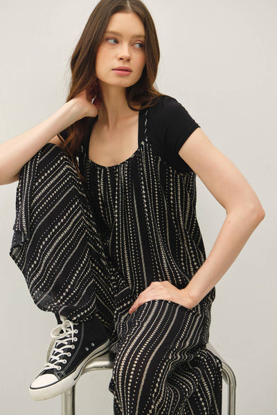 Black Pinstripe Wide Leg Jumper
