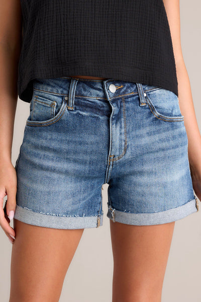 Risen Mid-Rise Cuffed Denim Shorts