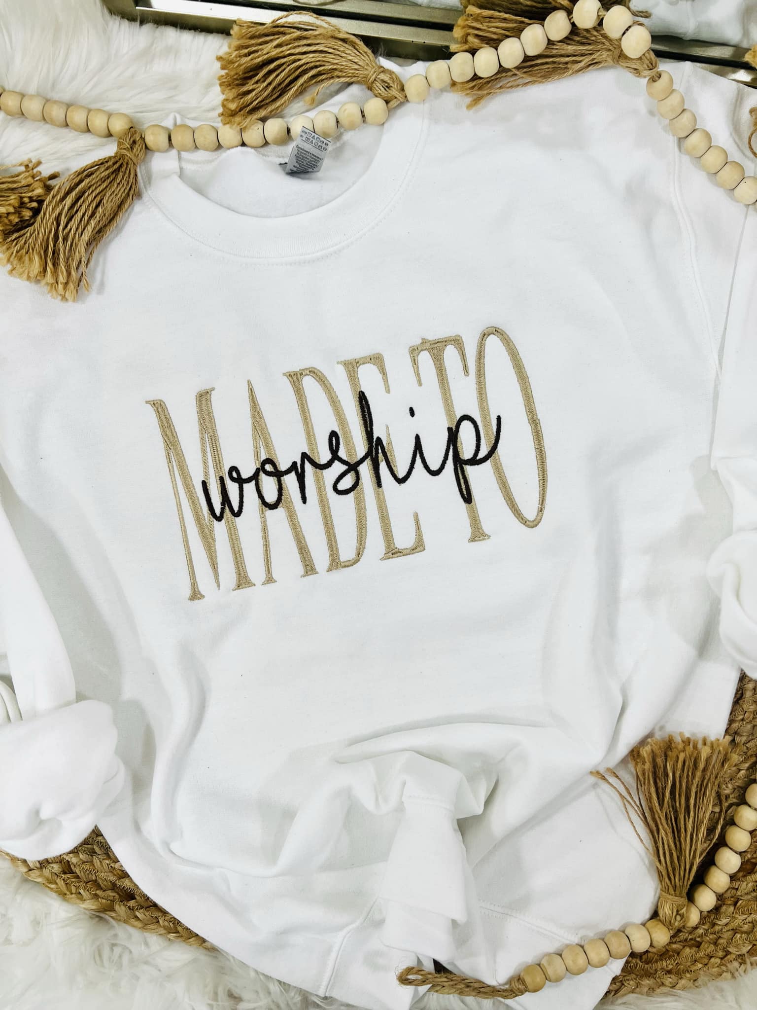Made To Worship Embroidery Graphic Sweatshirt