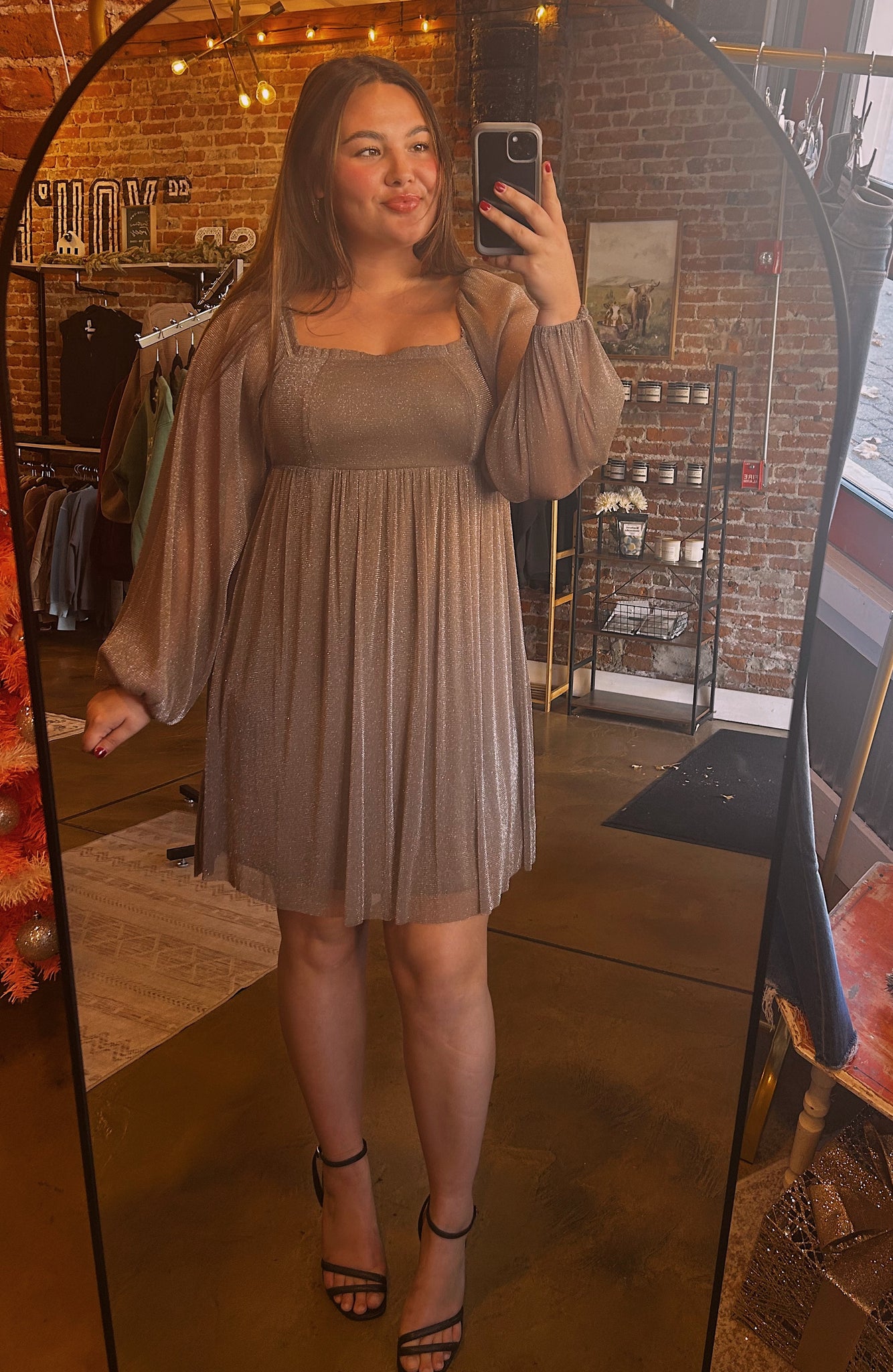 Champagne Shimmer Babydoll Dress