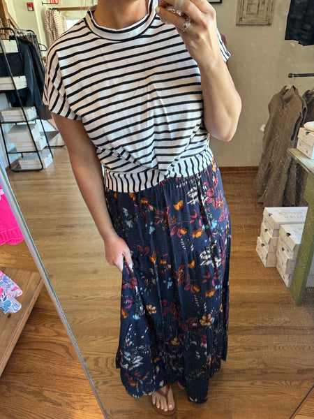 Teal Floral Maxi Skirt