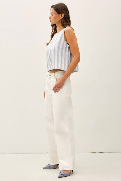 Chambray Striped Linen Ombre Sleeveless Top