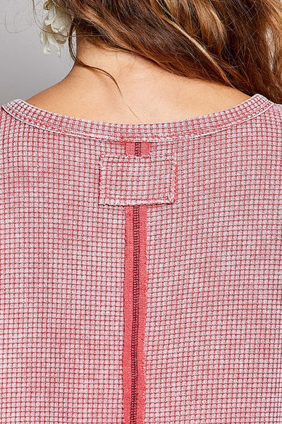 Coral Vintage Wash Short Sleeve Thermal Top