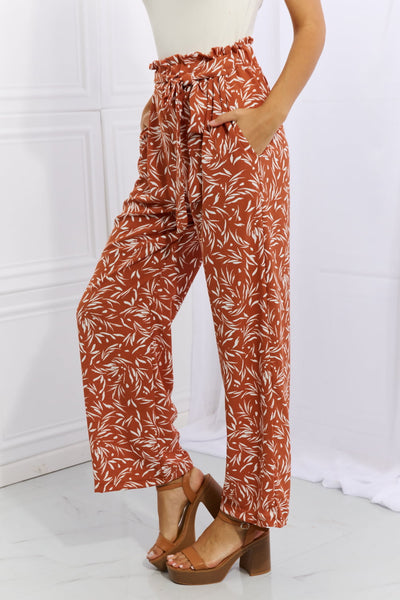 Rust Floral Wide Leg Pants (S-3XL)