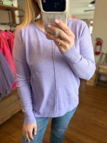 Heather Lavender Viscose Front Seam Sweater