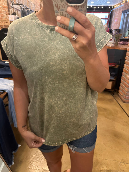 Light Olive Washed Short Sleeve Tee