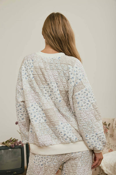 Cream Multi-Floral Patchwork Long Sleeve Top