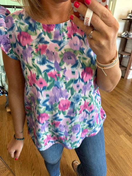 Orchid Floral Ruffle Blouse