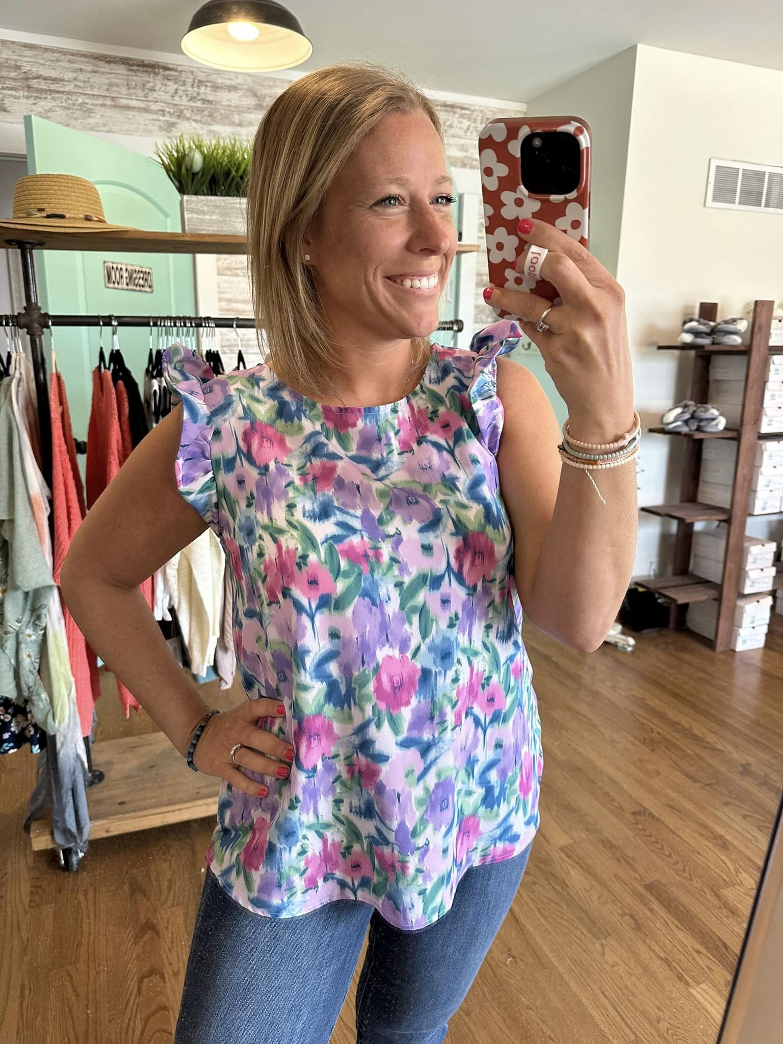 Orchid Floral Ruffle Blouse