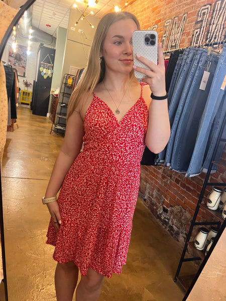 Red & White Tie Mini Dress