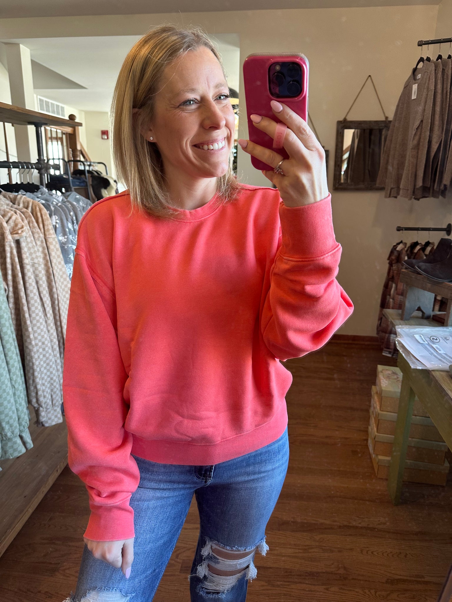 Coral Crewneck Sweatshirt