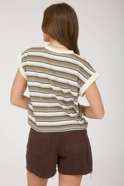 Multicolor Striped Cap Sleeve Top