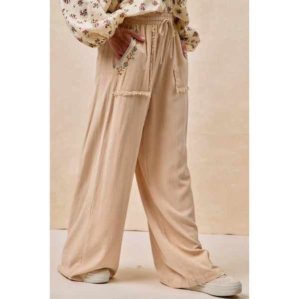 Floral Embroidered Boho Pants