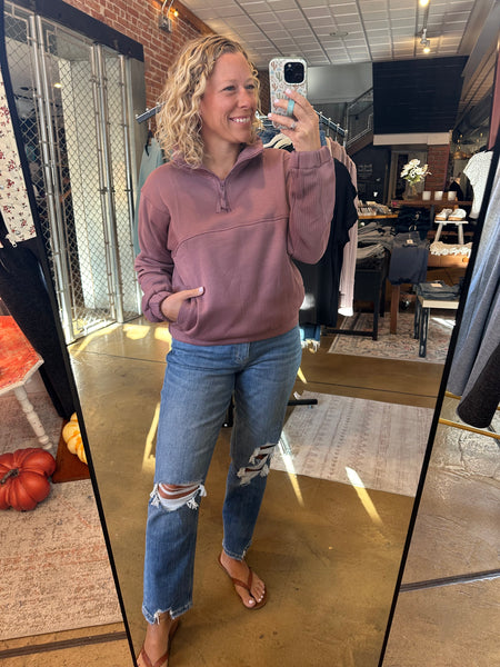 Rose Taupe Tundra Thermal Half-Zip