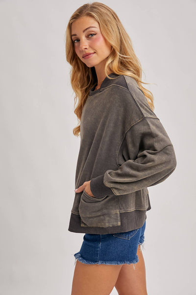 Washed Ash Oversized Pocket Sweatshirt