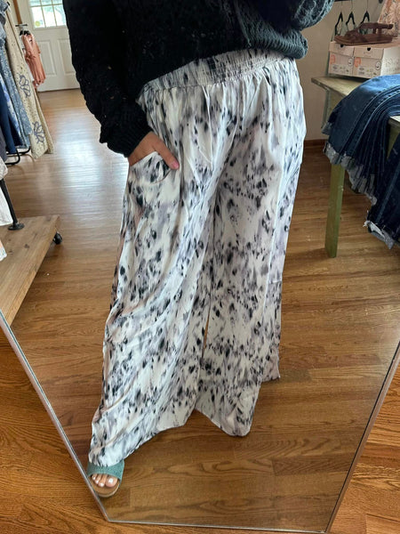 Black & White Side Slit Wide Leg Pants