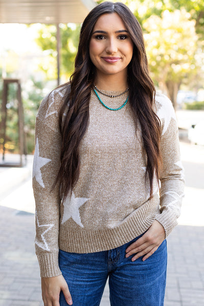 Mocha & Ivory Knit Star Sweater