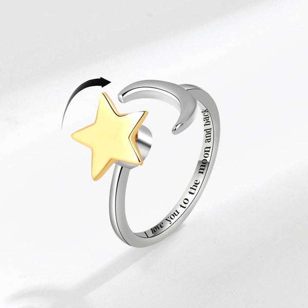 Moon & Star Anxiety Fidget Spinner Ring