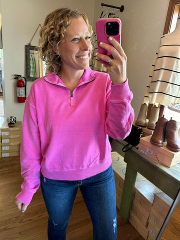 Hot Pink Half Zip Pullover