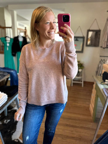 Dusty Rose Uneven Hem Sweater