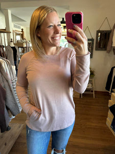 Dusty Rose Raglan With Pockets