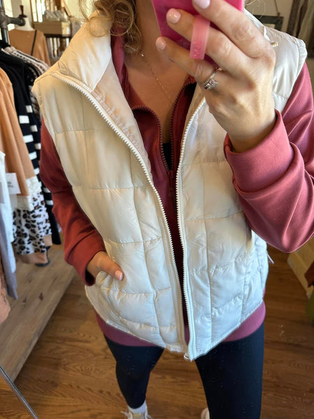 Cream Quilted Puffer Vest