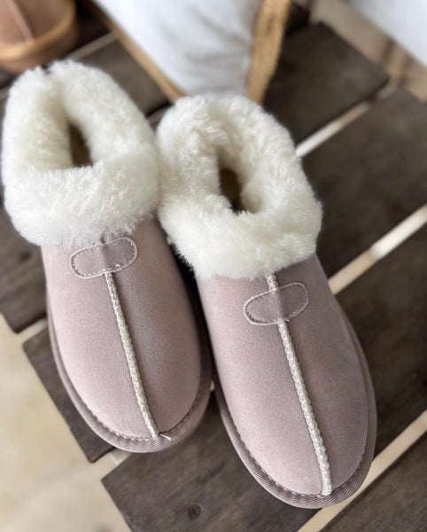 Suede & Fur Booties in Light Grey