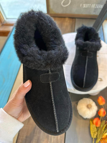 Suede & Fur Booties in Black