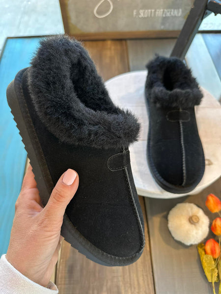 Suede & Fur Booties in Black