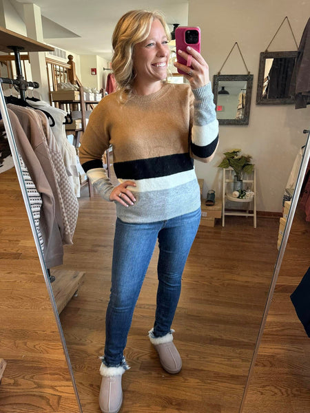 Mocha Color-Block Sweater