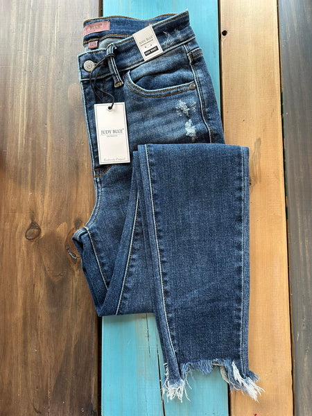 Judy Blue Shark Bite Hem Skinny Jeans