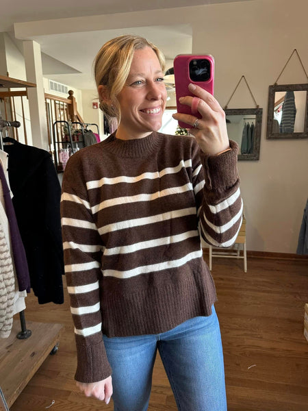 Espresso & Cream Striped Sweater