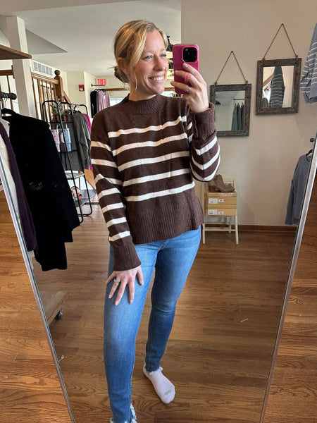 Espresso & Cream Striped Sweater